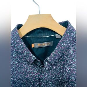 Ben Sherman Navy/Purple Floral Print Botton Down Long Sleeve Shirt XXL